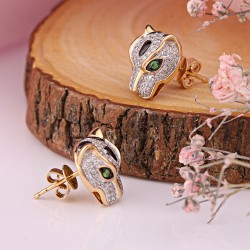 SOKOLOV Ohrstecker aus 14 Karat Gelbgold mit Diamanten und Grünem Granat