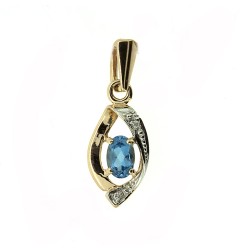 Goldanhänger mit Diamanten und blauem Topas