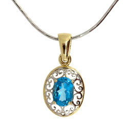 Goldener Anhänger mit Topasen und Diamanten