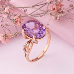 Rotgoldring 585 Amethyst Zirkonia