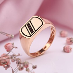 Goldener Herrenring "Daphin". Zirkonia