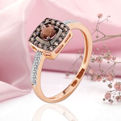Goldring Russisches Gold 585 Rauchquarz Zirkonia