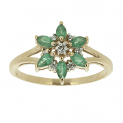 Goldring mit Smaragden und Diamanten