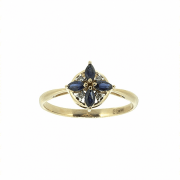 Goldener Ring mit Saphiren und Diamanten