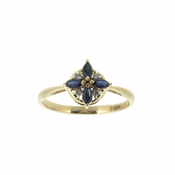 Goldener Ring mit Saphiren und Diamanten