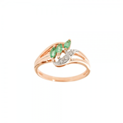 Goldring mit Smaragden und Diamanten