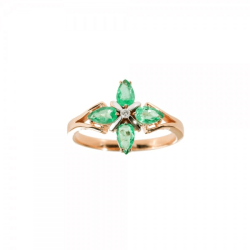 Goldring mit Smaragden und Diamant