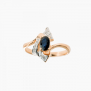 Goldring mit Saphir und Diamanten