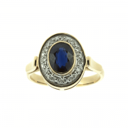 Goldring mit Saphir und Brillanten