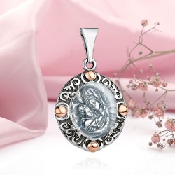 Silberner Ikonenanhaenger mit Muranoglas & Gold