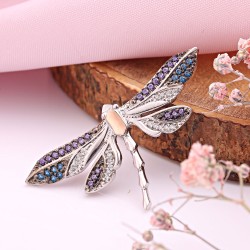 Silberbrosche mit Gold & Zirkonia