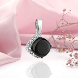 Серебряная подвеска. Оникс и фианиты