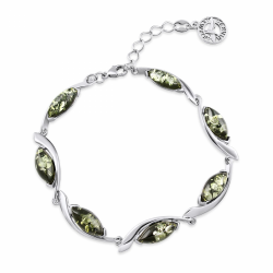 Silberarmband "Fruehlingserwachen". Gruener Bernstein