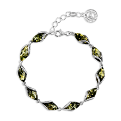 Silberarmband "Grazie". Gruener Bernstein