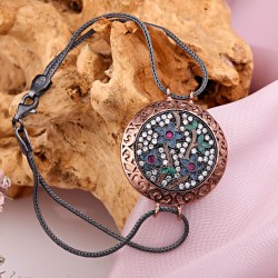 Geschwaerztes Silberarmband "Sumayra". Rubin & Zirkonia