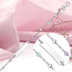 Kinderarmband aus Silber mit Gravurplatte "Kugeln"