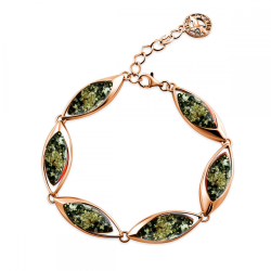 Vergoldeter Silberarmband mit gruenem Bernstein