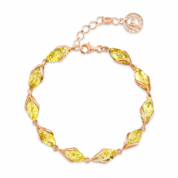 Vergoldeter Silberarmband mit Bernstein