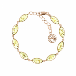 Vergoldeter Silberarmband mit Honigbernstein