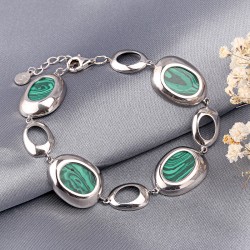 Silberarmband mit Malachit 925 SOKOLOV