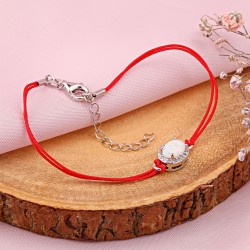 Opal Armband Silber 925 rotes Band