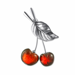 Silber Brosche mit Bernstein
