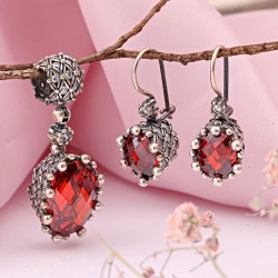 Set aus 925er Silber Granat Zirkonia