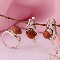 Set aus 925er Silber Aventurin