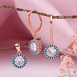 Vergoldetes Silberset mit Swarovski&reg;, Zirkonia und Tuerkis