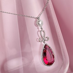 Silbercolier mit Rhodolith & Zirkonia