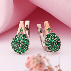 Серьги из серебра 925 пробы с золотом Фианиты