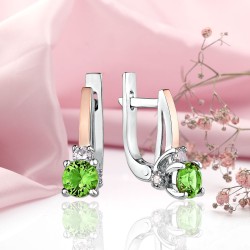 Silberohrringe mit Gold. Zirkonia & Sultanit