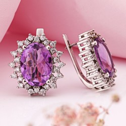 Silberohrringe 925º in Deutschland kaufen Zirkonia Amethyst