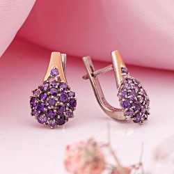 Серьги из серебра 925 пробы с золотом Фианиты