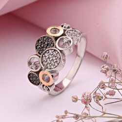 Silberring mit Gold und Zirkonia kaufen