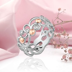 Silberring mit Gold. Zirkonia