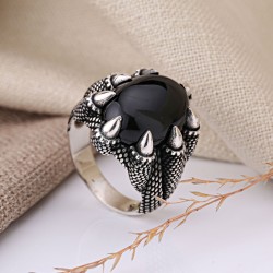 Herrenring aus Silber 925 Schwarzer Achat