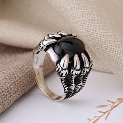 Herrenring aus Silber 925 Schwarzer Achat