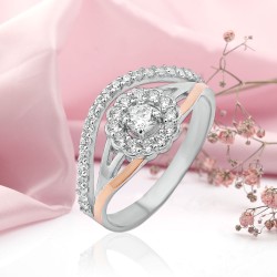 Silberring mit Zirkonia &  Gold