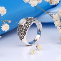 Silberring mit Opal & Markasit