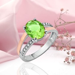 Silberring mit Gold. Zirkonia & Sultanit
