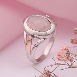 Silberring mit Gold & Rosenquarz