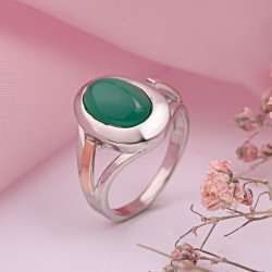 925er Silberring mit Gold. Chrysopras