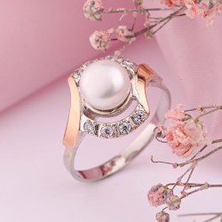 Silberring mit Gold Perle Zirkonia kaufen