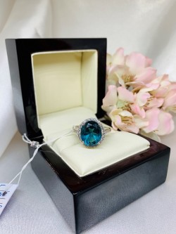 Silberring mit London Blue & Zirkonia