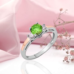Silberring mit Gold. Zirkonia & Sultanit