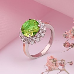 Silberring mit Gold. Zirkonia & Sultanit