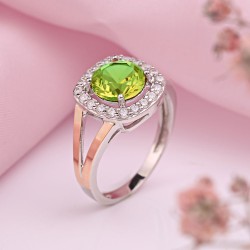 Silberring mit Gold. Zirkonia & Sultanit