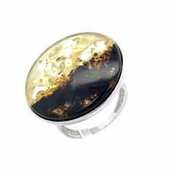 Silberring mit Bernstein 30 mm