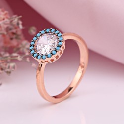 Vergoldeter Silberring mit Swarovski&reg; & Tuerkis